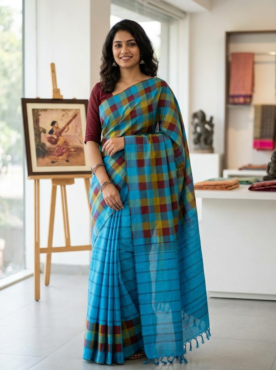 Sky Blue Pure Kanchipuram Traditional Silk Sarees